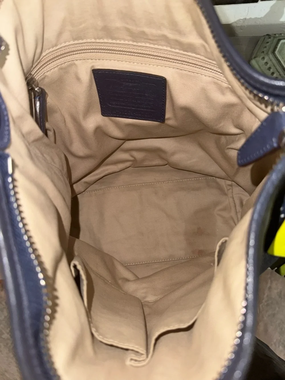 COACH Legacy 2012 Perforated
Leather Duffle Navy / Citrine #22762 & Wallet - GUC - Picture 11 of 16